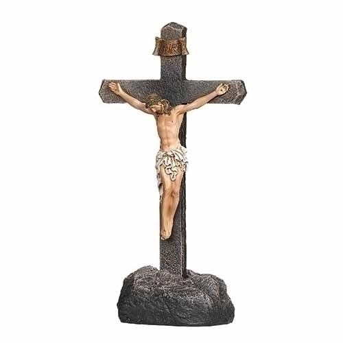 JOSEPH'S STUDIO <br> Crosses & Crucifixes <br> Black Crucifix in Rock (22cm) <br> Set of 2