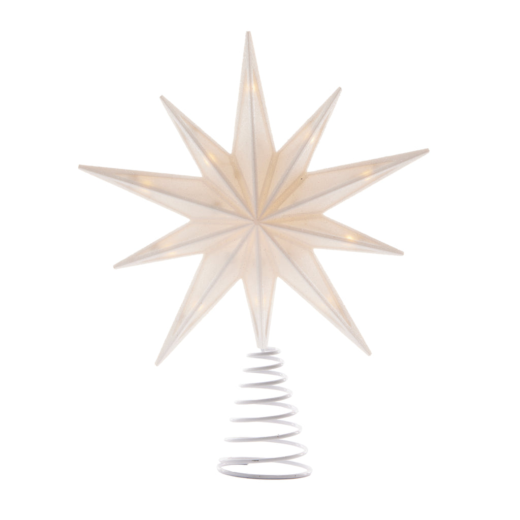 Tree Topper - 9 Point LED White Star <br> (Battery Operated)