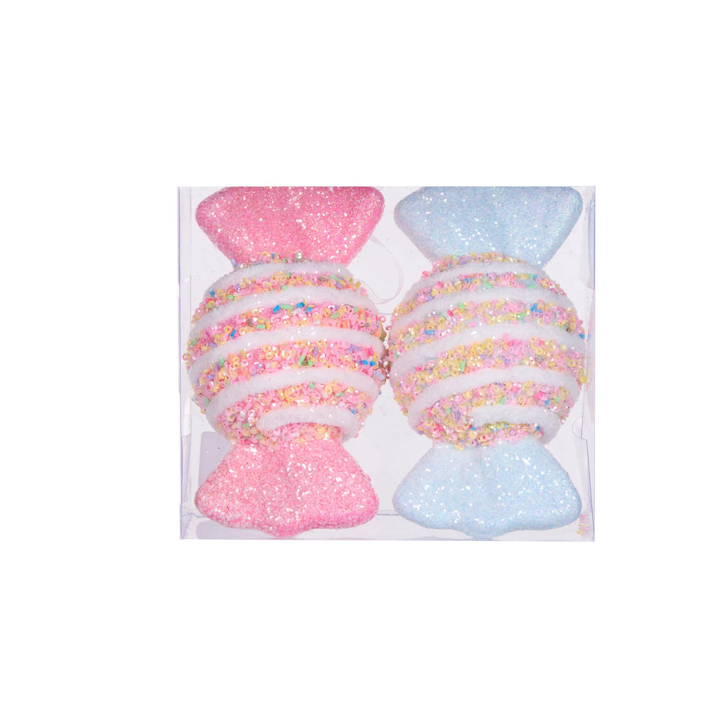 Hanging Ornament <br> 2Pk Candy Sprinkles Wrapped Lollies