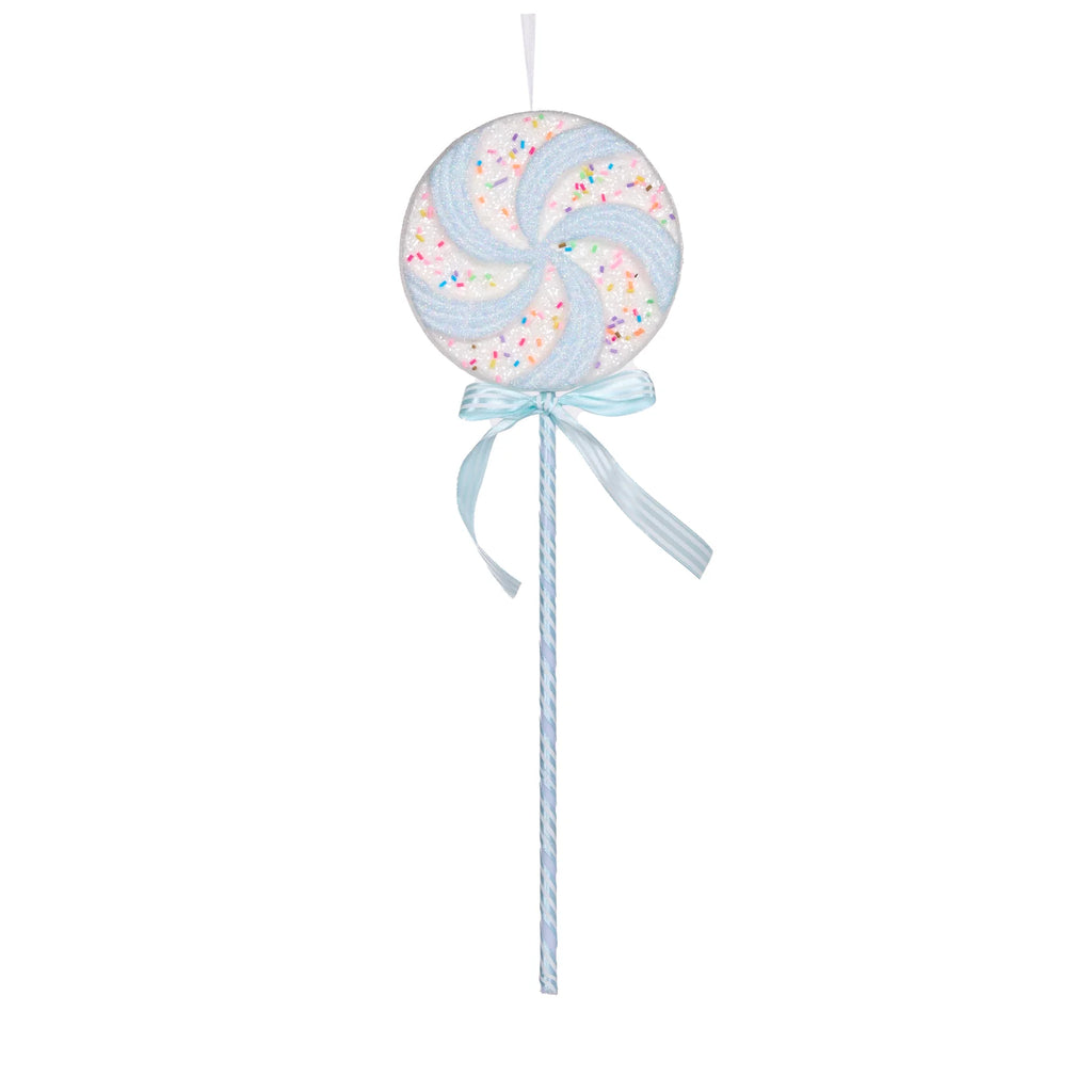 Hanging Ornament <br> Pastel Blue Swirl Lollipop