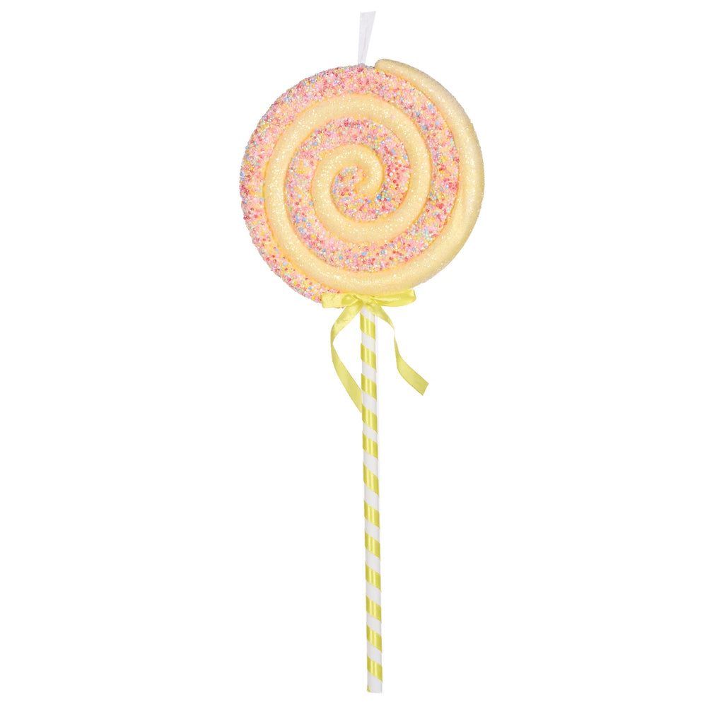 Hanging Ornament - Lemon Sprinkles Swirl Lollipop