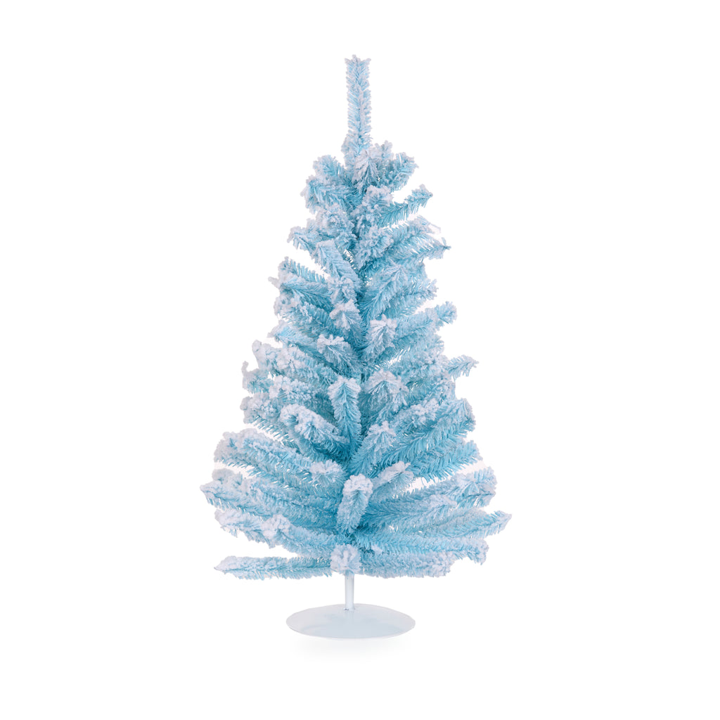 Pastel Blue Flocked Table Top Tree