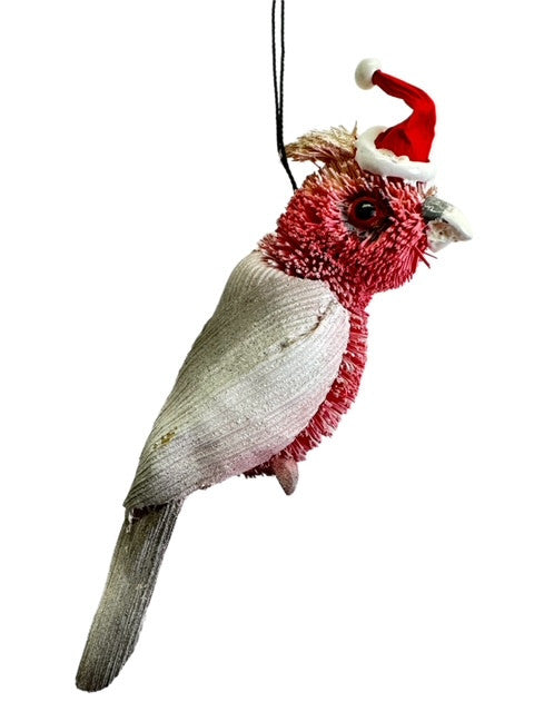 Bristlebrush Designs <br> Hanging Ornament <br> Galah with Santa Hat