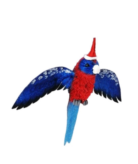 Bristlebrush Designs <br> Hanging Ornament <br> Christmas Crimson Rosella With Wings