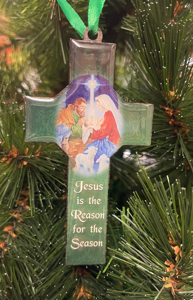 Christmas Cross Ornament - Jesus is the Reason for the Season