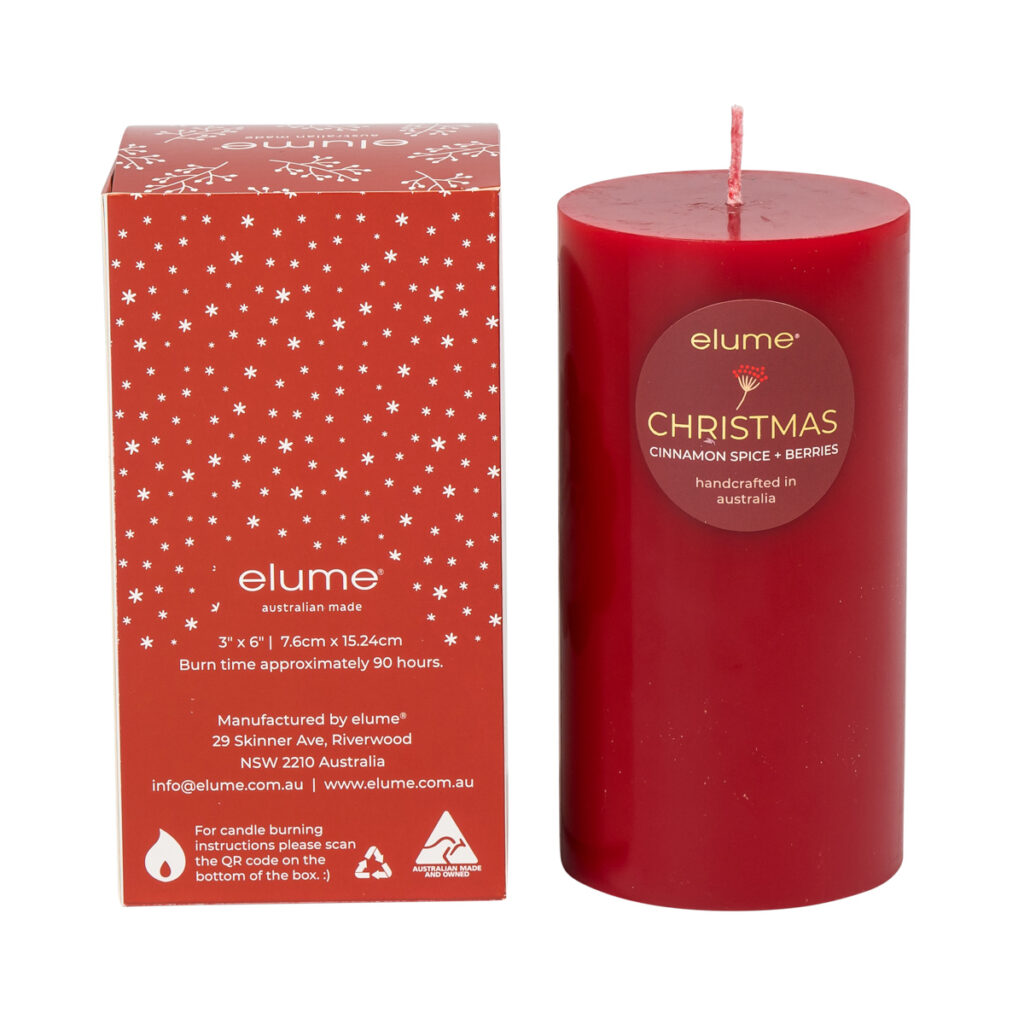 ELUME <br> Pillar Candle <br> Pillar Cinnamon Spice & Berries 3×6