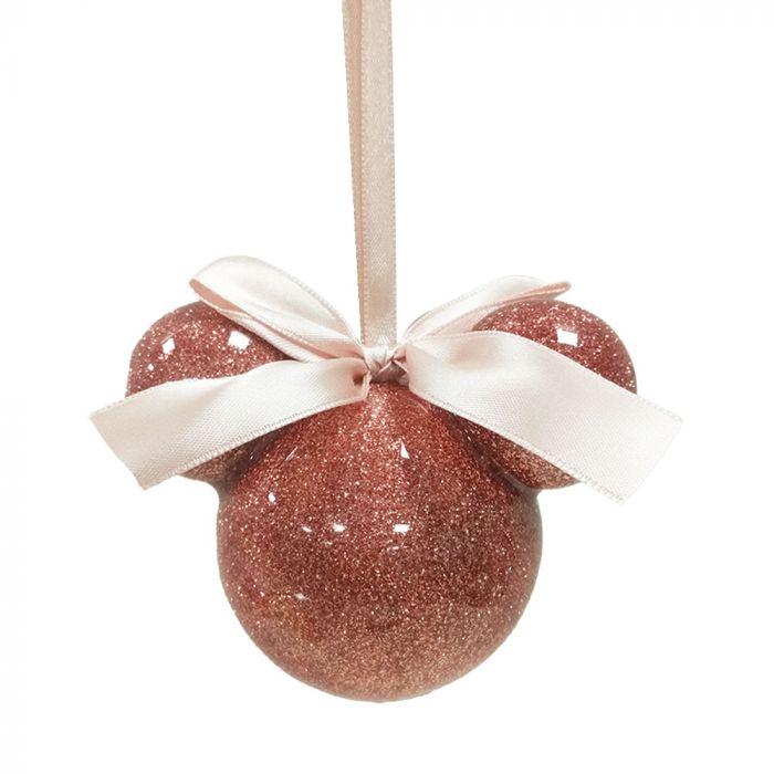 Disney Christmas <br> Minnie Christmas Pink Blush Glitter Bauble