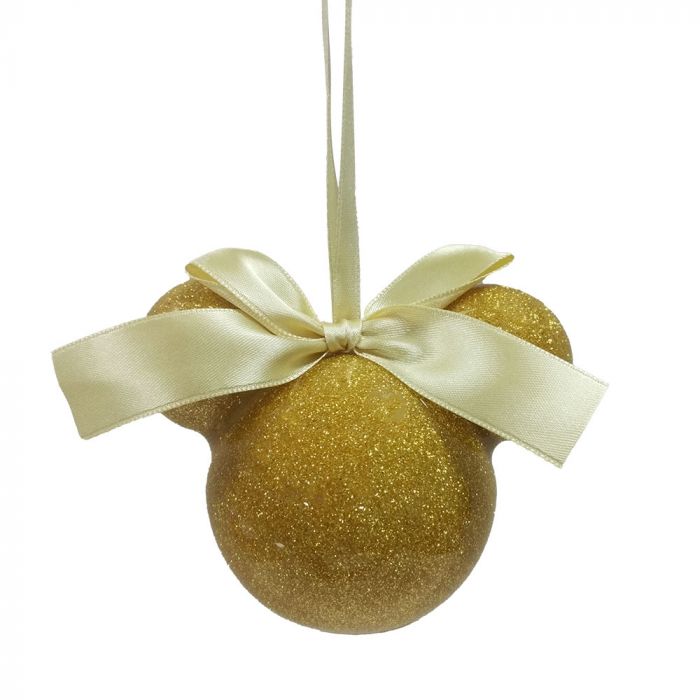 Disney Christmas <br> Minnie Christmas Pastel Gold Glitter Bauble