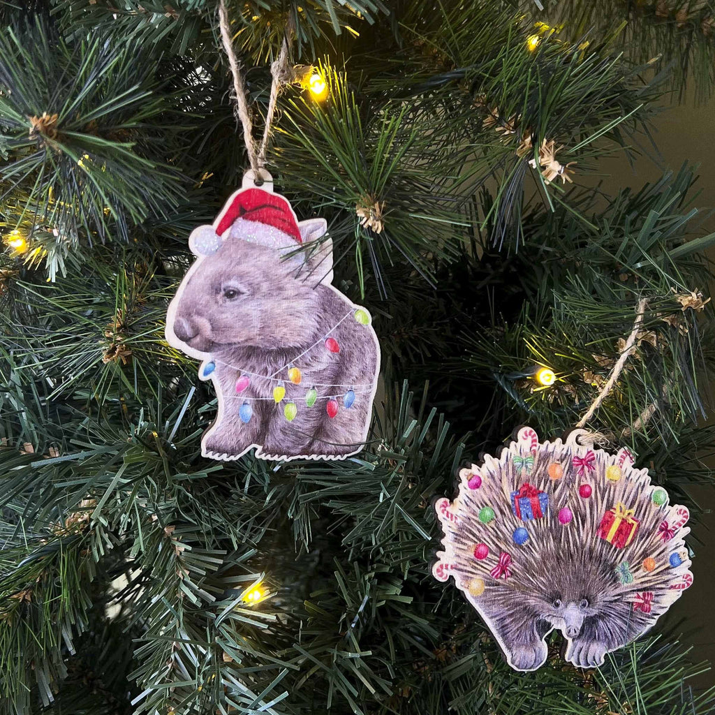 Hanging Decoration <br> Popcorn Blue Wombat & Echidna (2AT)