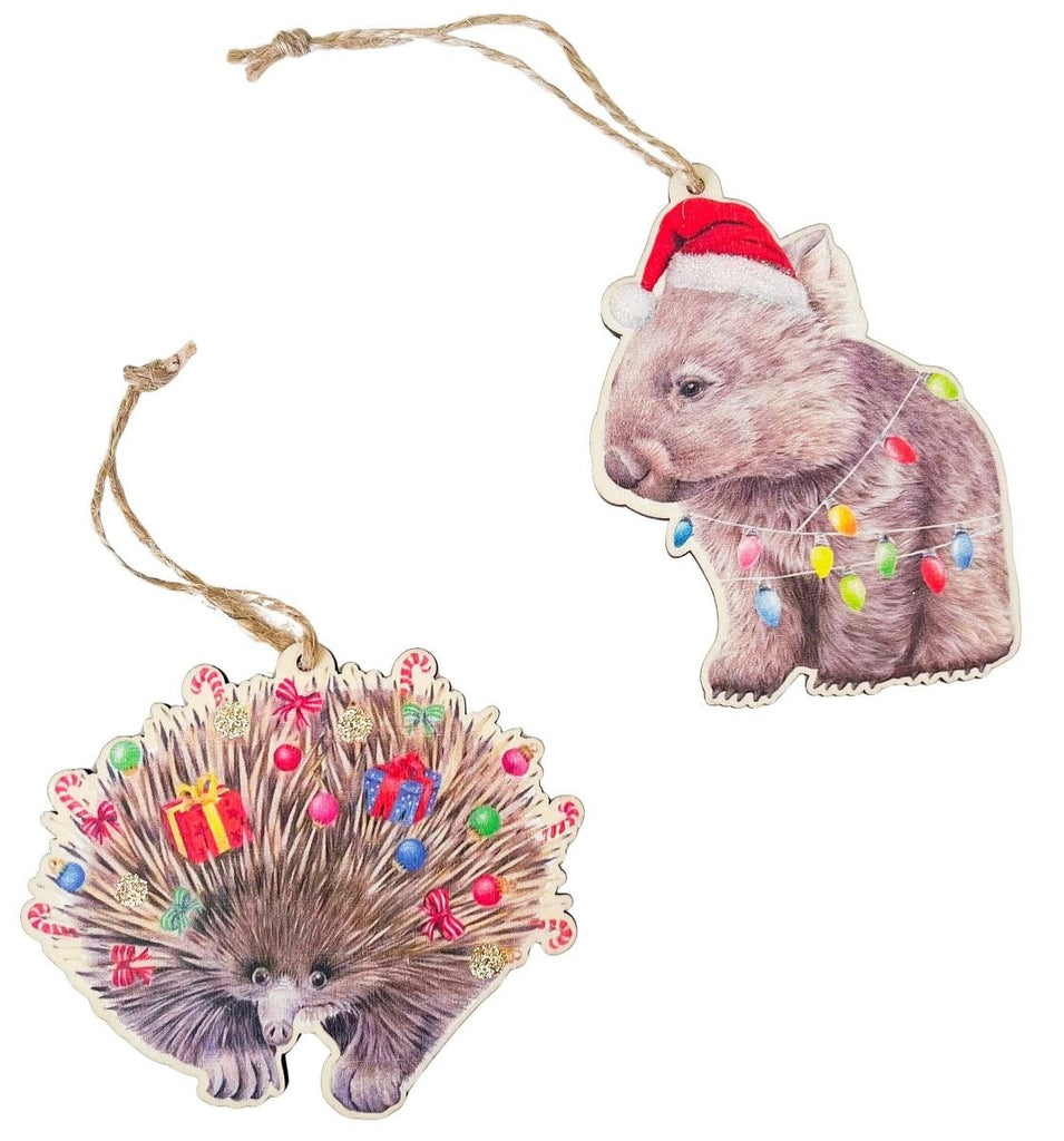 Hanging Decoration <br> Popcorn Blue Wombat & Echidna (2AT)