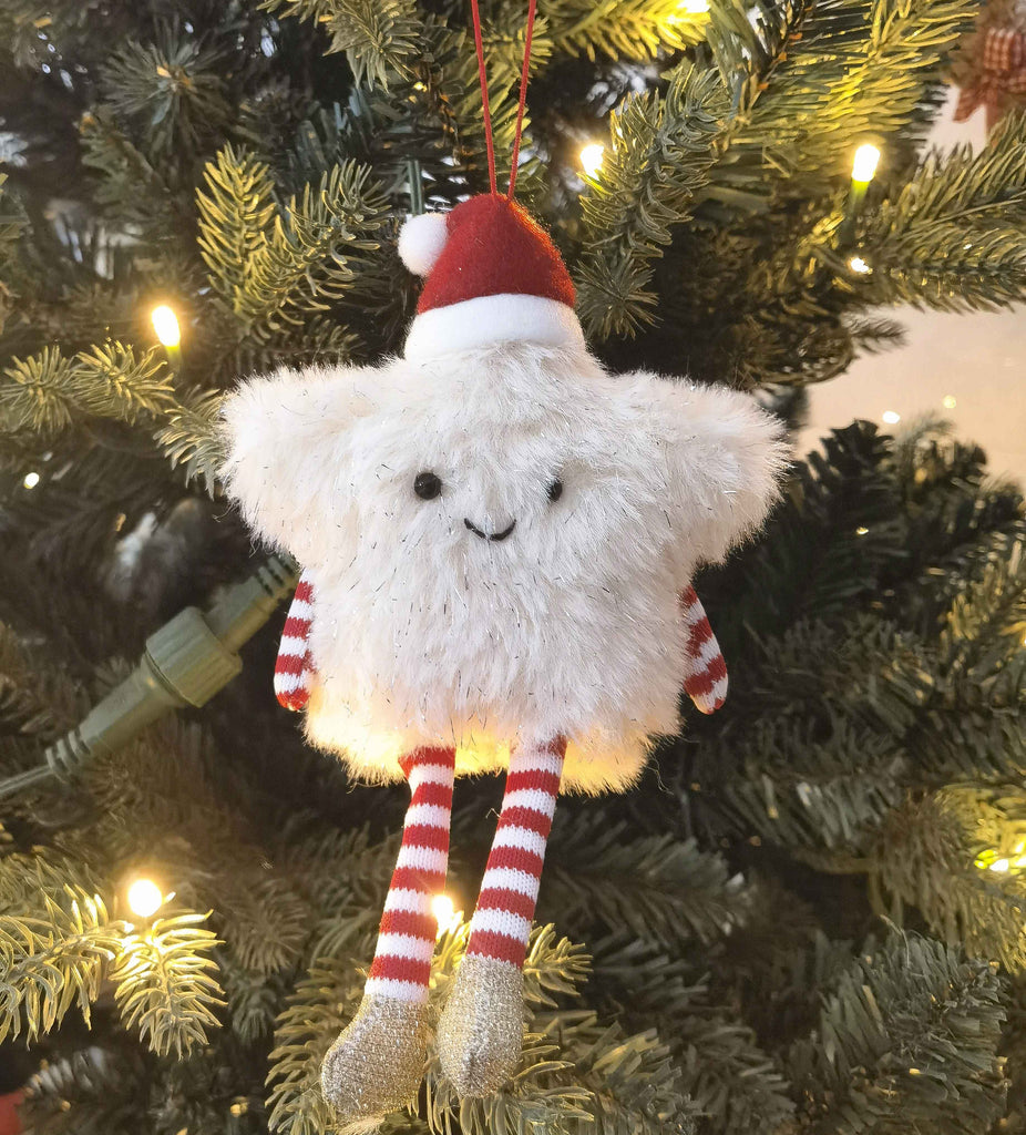 Hanging Ornament <br> Fluffy Star Decoration White