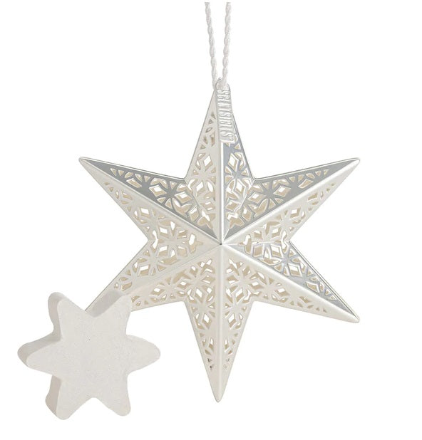 SCENTSICLES - White Winter Fir Scented Decorative Ornament - Silver Star