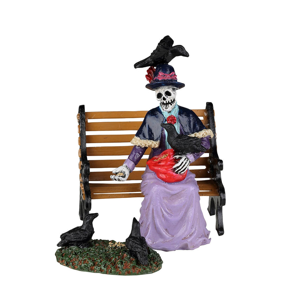 Spooky Town Figurine <br> Feeding The Birds