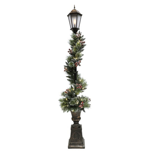 7ft Pre-Lit Decorated Lamp Post