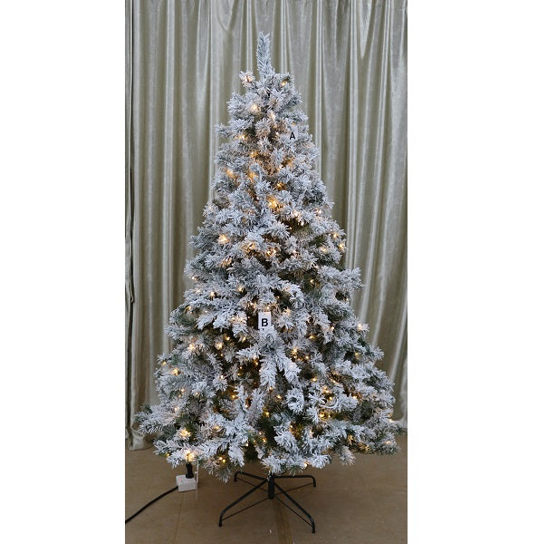 Christmas Tree <br> 7ft Pre Lit North Star Flocked Tree (210cm)