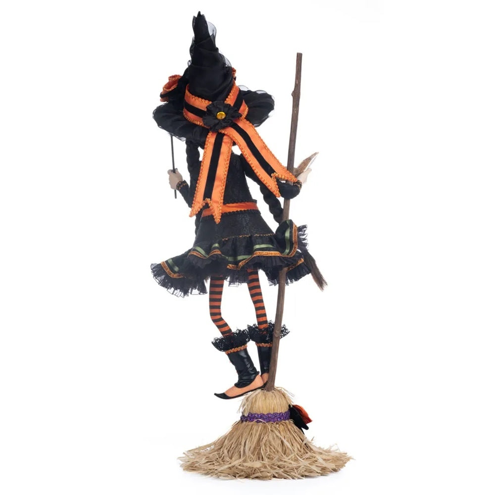 Katherine's Collection <br> Halloween Hollow <br> Hilary Blackroot on Broom (74cm)