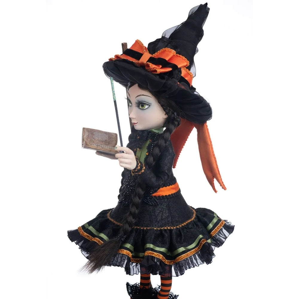 Katherine's Collection <br> Halloween Hollow <br> Hilary Blackroot on Broom (74cm)