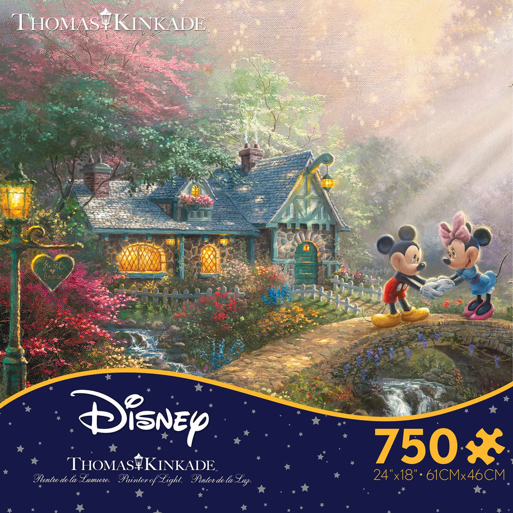 Thomas Kinkade Disney Dreams <br> 750 Piece Puzzle <br> Mickey and Minnie Sweetheart Bridge