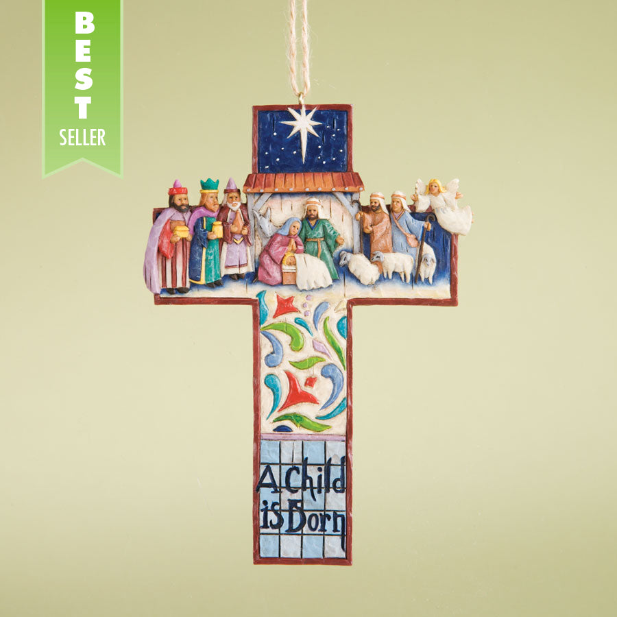 Heartwood Creek by Jim Shore  <br> Hanging Ornament <br> Nativity Scene Cross