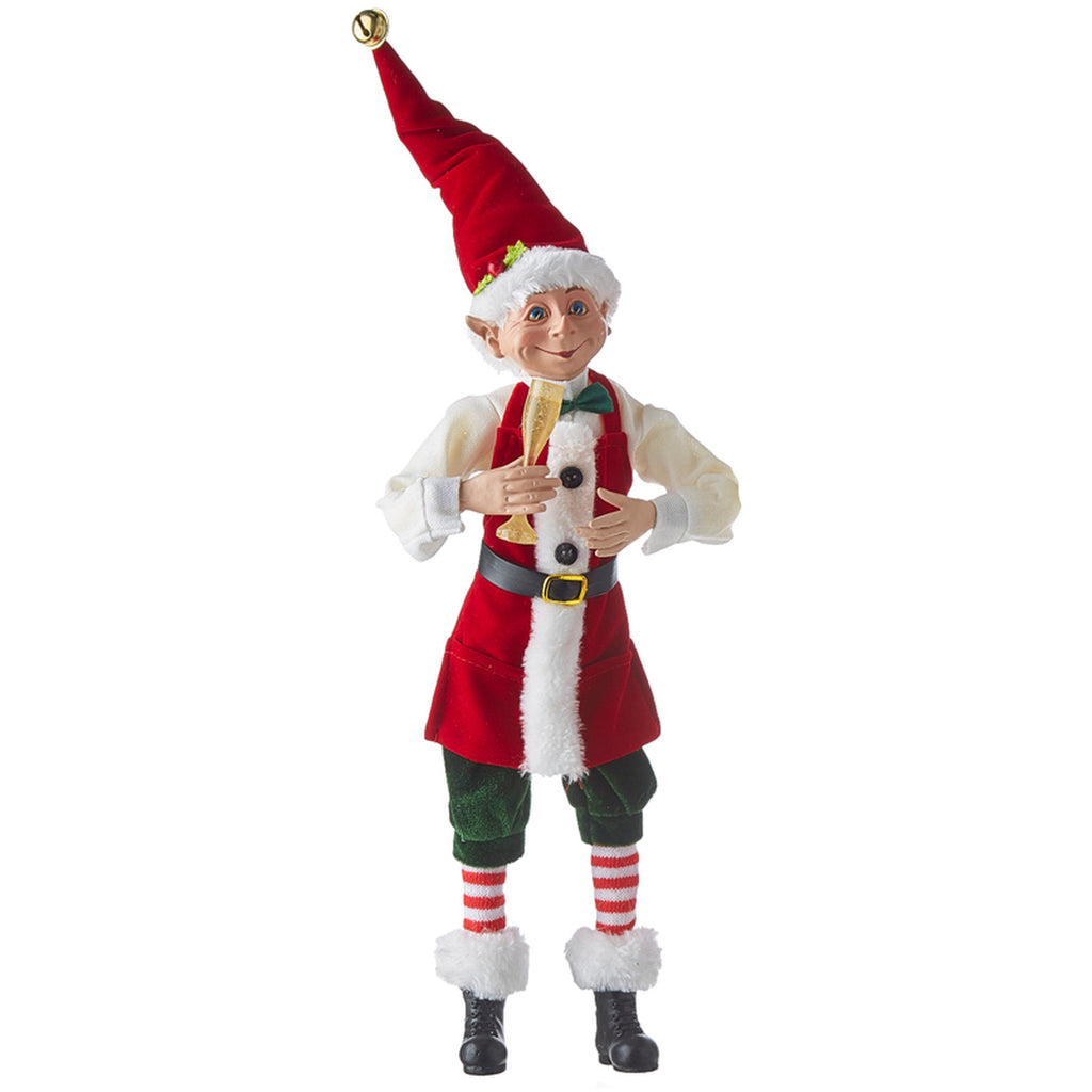 RAZ Imports Elves <br> No Place Like Home <br> 16" Posable Elves with Champagne <br>(2 Assorted)