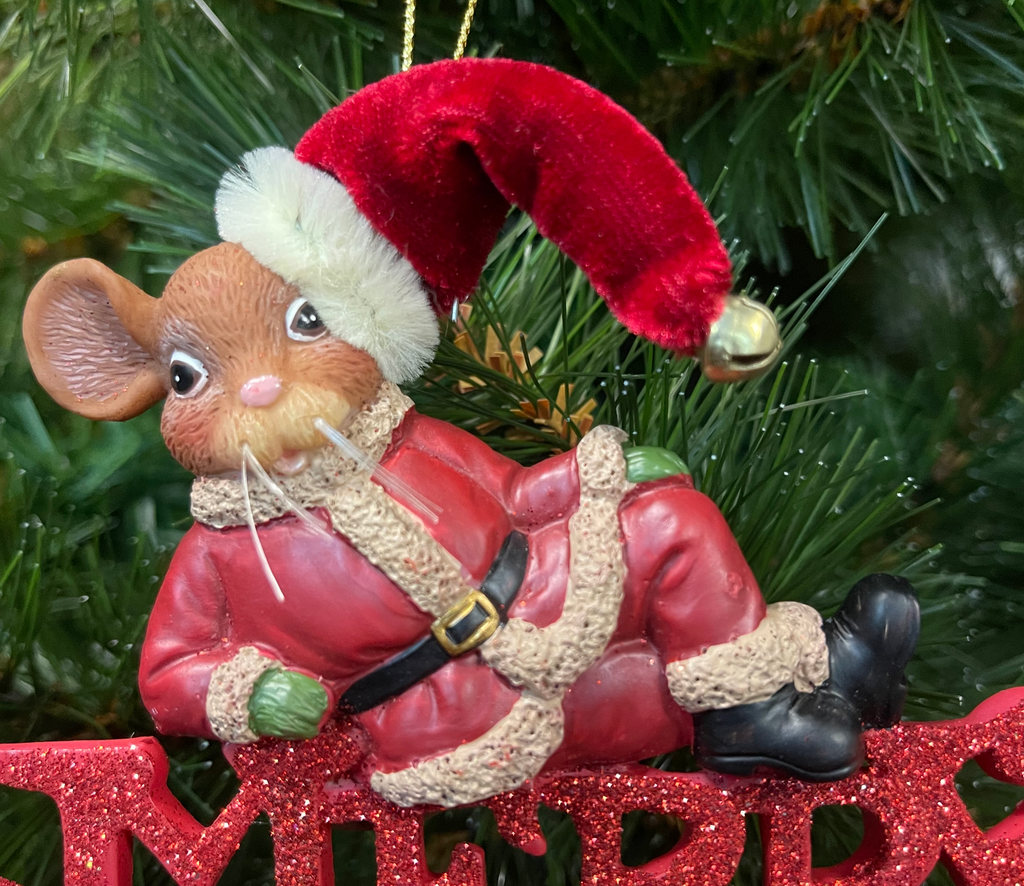 KSA <br> Hanging Ornament <br> Merry Christmas with Santa Mouse