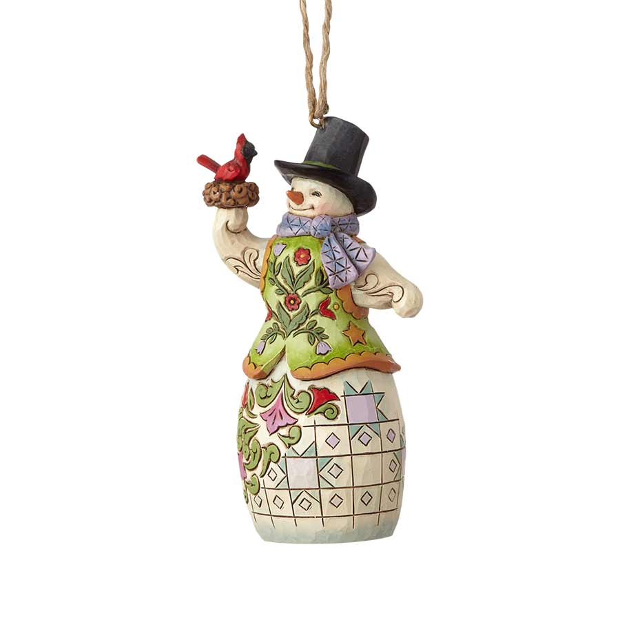 Heartwood Creek <br> Hanging Ornament <br> Snowman With Cardinal