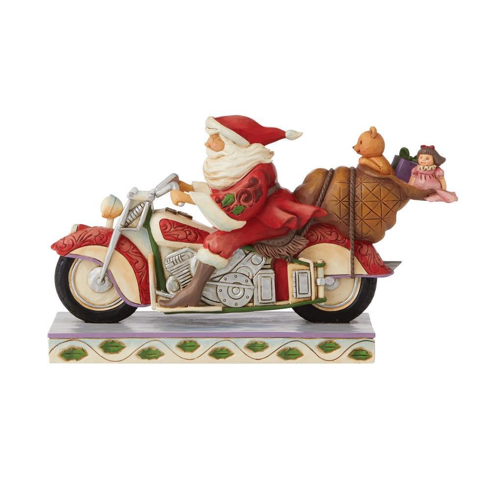 Heartwood Creek  <br> Santa Riding Motorcycle (14cm) <br> "Cruisin' Towards Christmas"