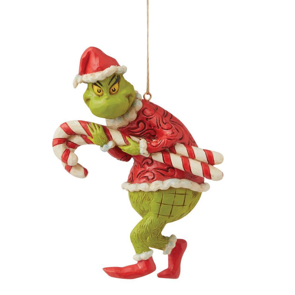 Grinch by Jim Shore <br>Hanging Ornament <br> Grinch Stealing Candy Canes (12cm)