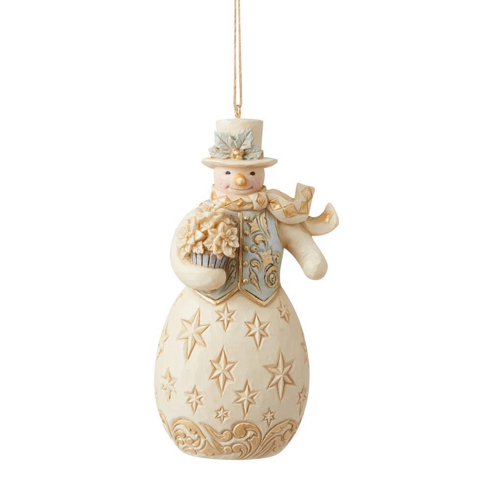 Heartwood Creek  <br> Hanging Ornament <br> Holiday Lustre Snowman with Flowers