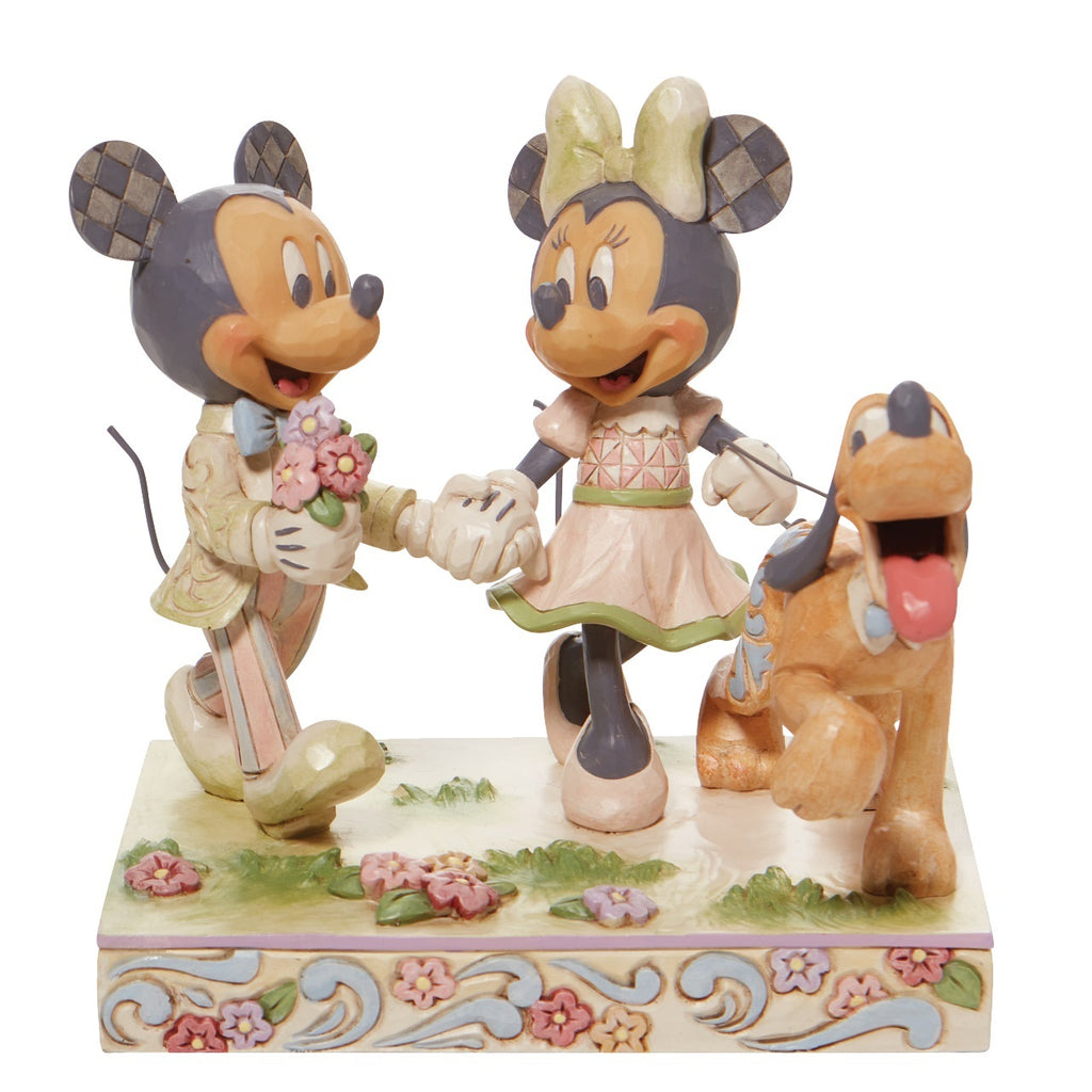 DISNEY TRADITIONS<br>White Woodland Mickey and Minnie <br> "Springtime Stroll"