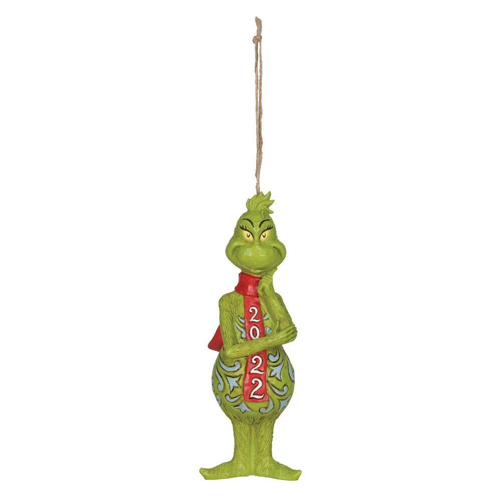 Grinch by Jim Shore <br> Hanging Ornament <br> 12.5cm Grinch with Scarf 2022 Dated Ornament