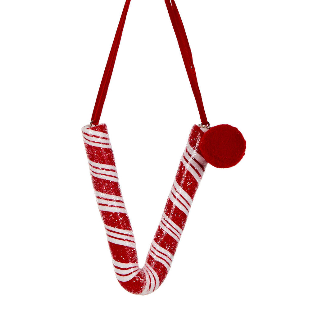 Candy Cane Letter Hanging Ornament - V