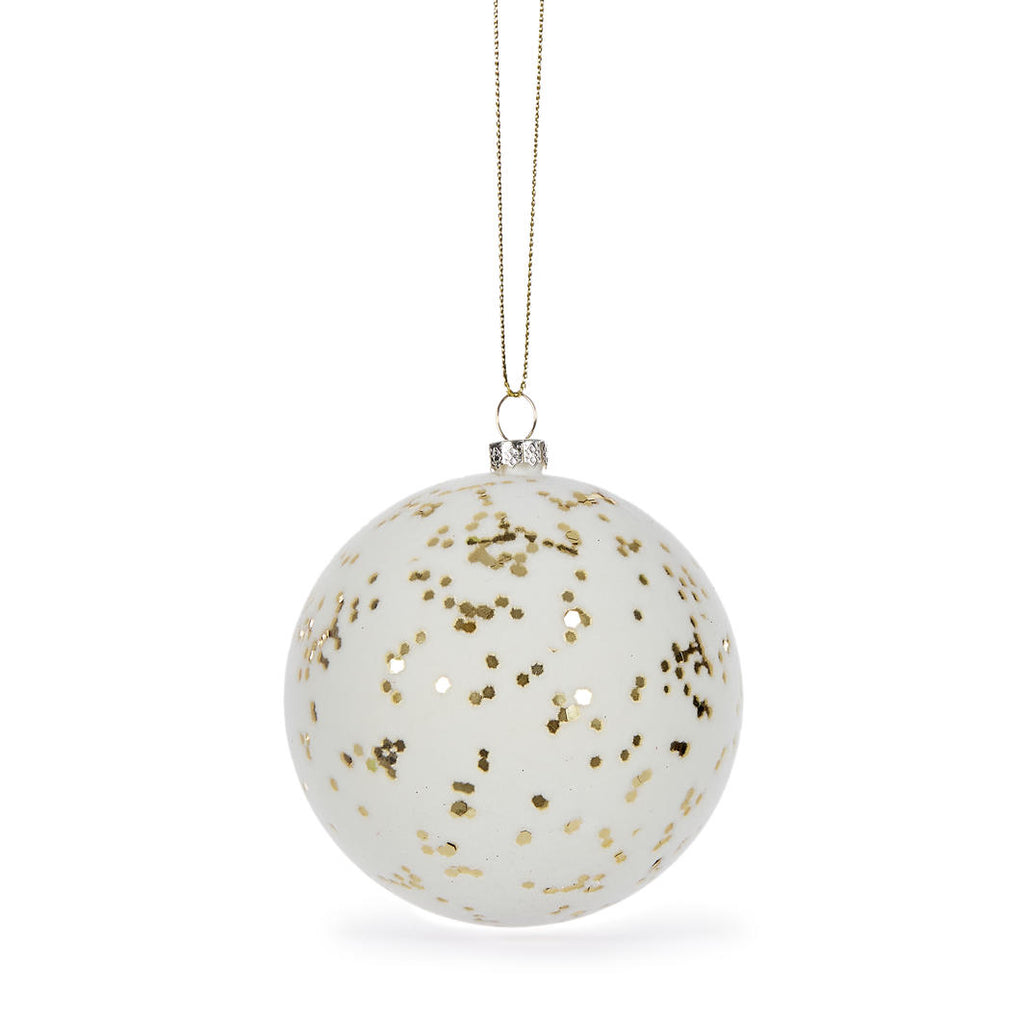 Hanging Ornament <br> White Velvet Speckle Bauble