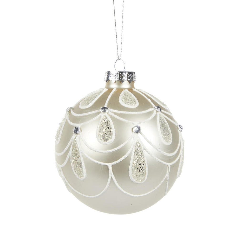 Hanging Ornament - Ivory Jewel Bauble