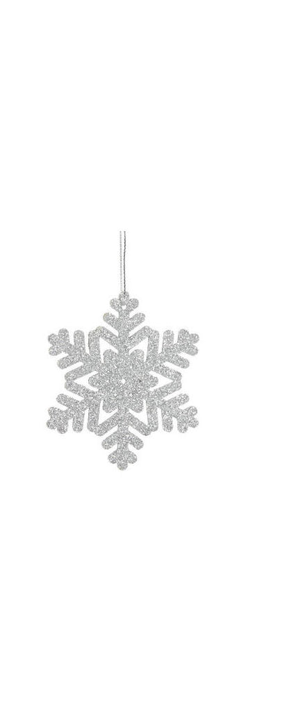 Hanging Ornament - Glittered Snowflakes Silver (Set of 2)