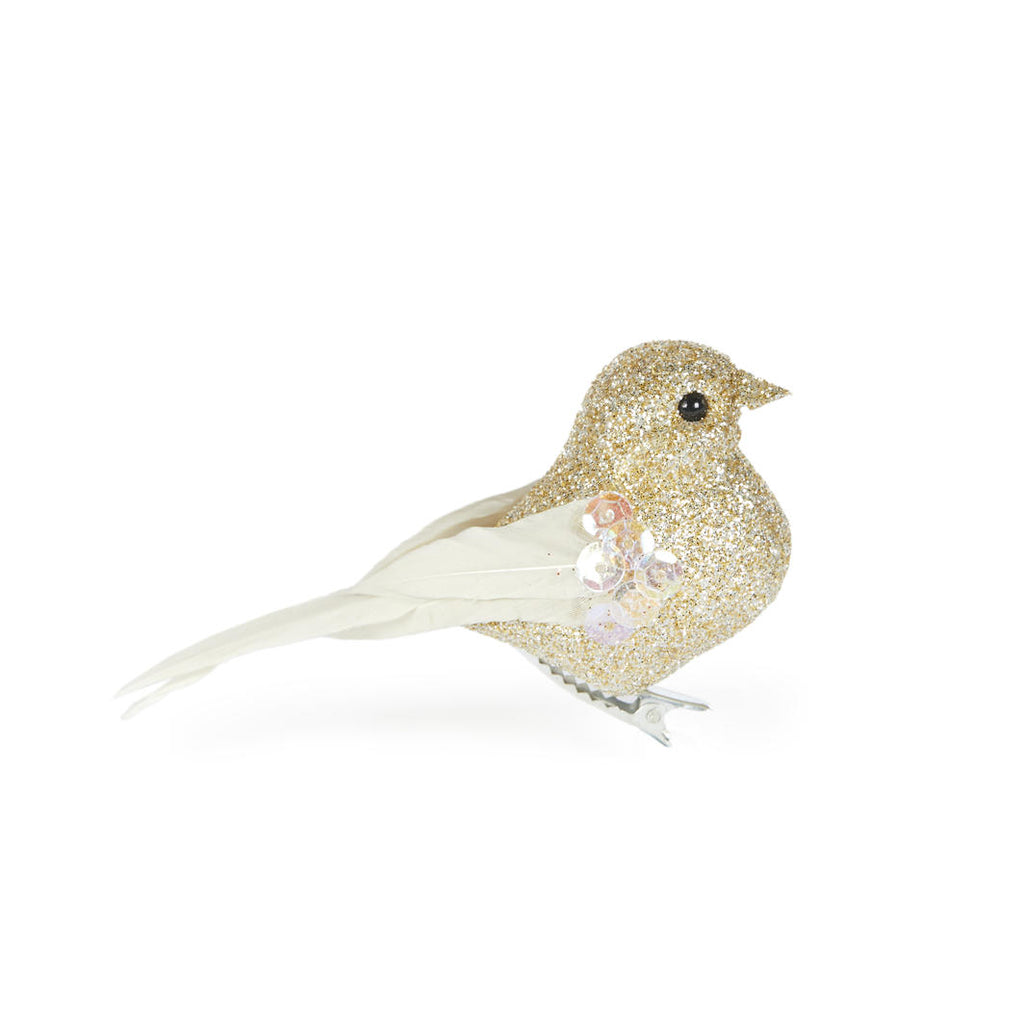 Mini Glitter Clip Bird - Champagne