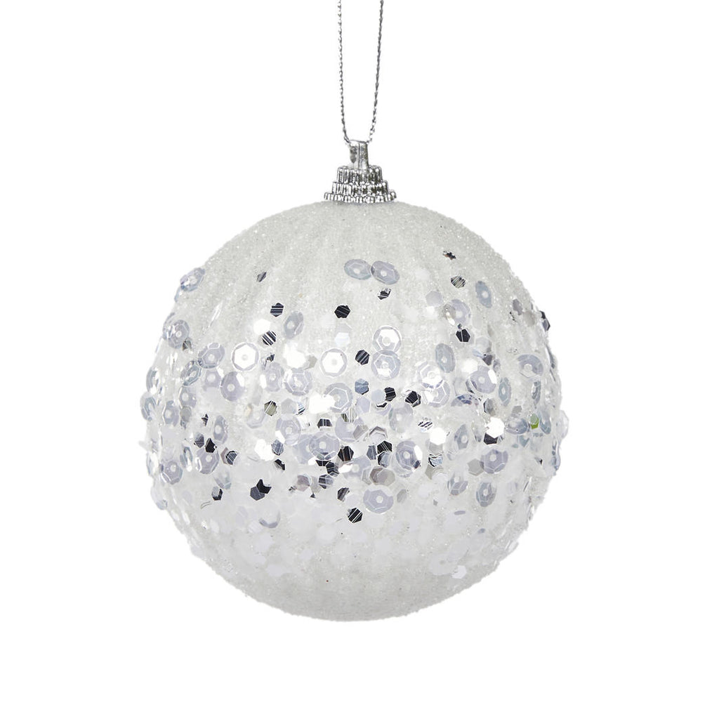 Hanging Ornaments - White Wrapped Bauble