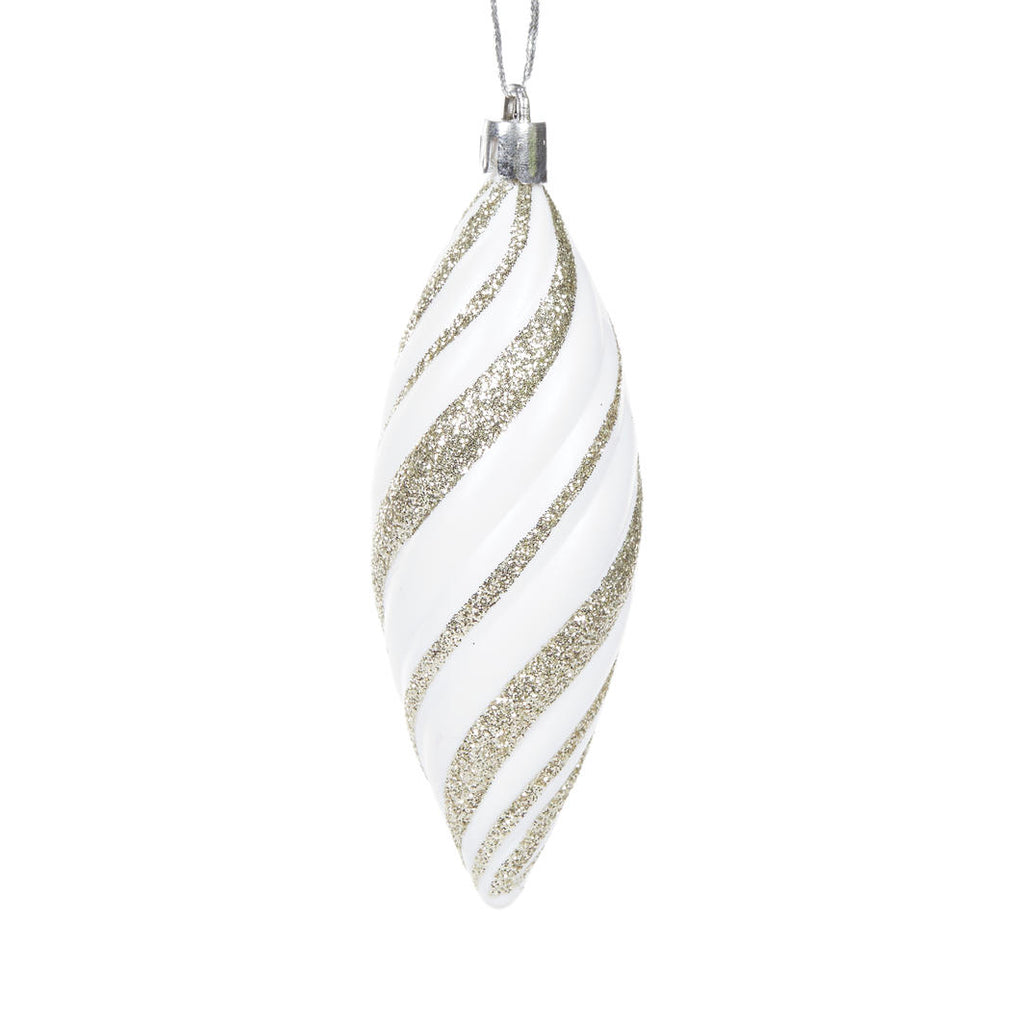 Hanging Ornament - Champagne Glitter Swirl Drop Bauble