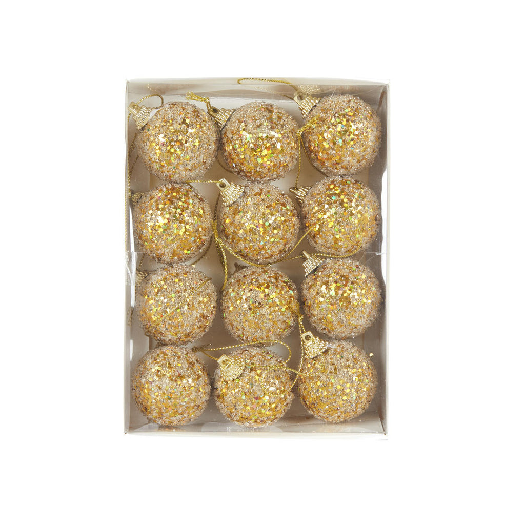 Hanging Ornament - Mini Gold Sugar Baubles (Pack of 12)