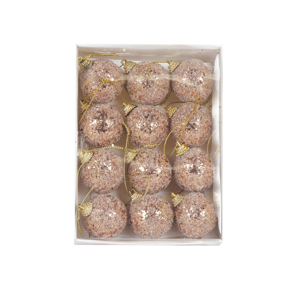 Hanging Ornament - Mini Copper Sugar Baubles (Pack of 12)