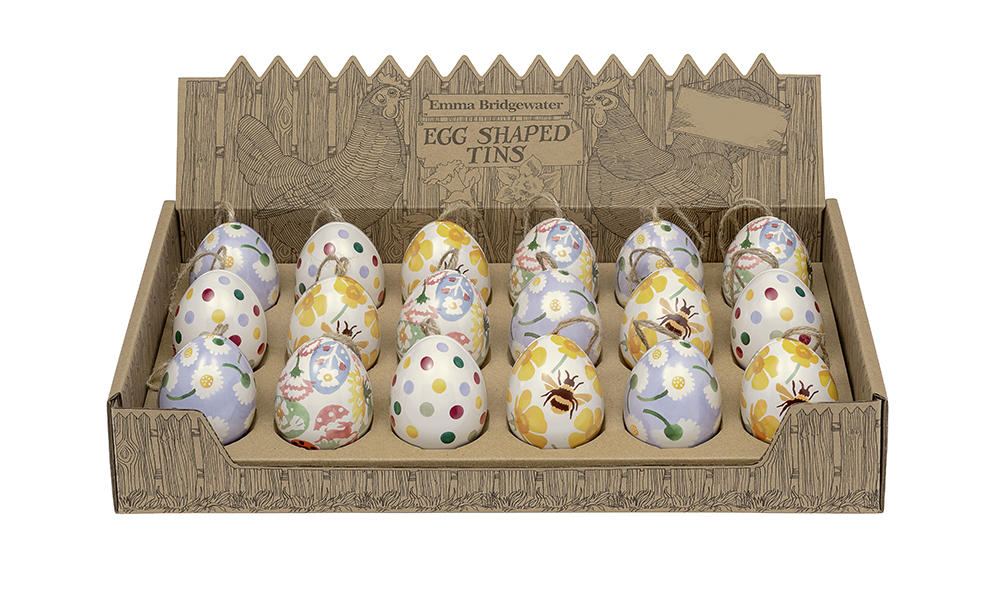 Hanging Ornament <br> Emma Bridgewater Mini Egg Shape Tin <br> 4 Assorted