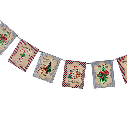 RAZ Imports <br> 4' Garland Vintage Postcard with Tinsel