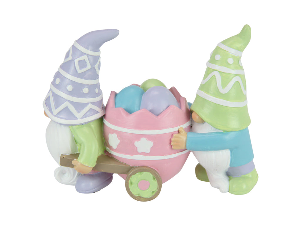 Easter Gnomes Wheeling Eggs (14cm)