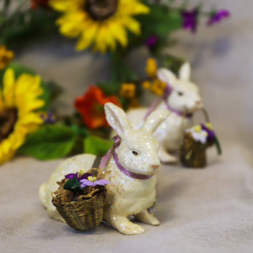 Katherine's Collection <br> Easter <br> Hare with Double Flower Basket