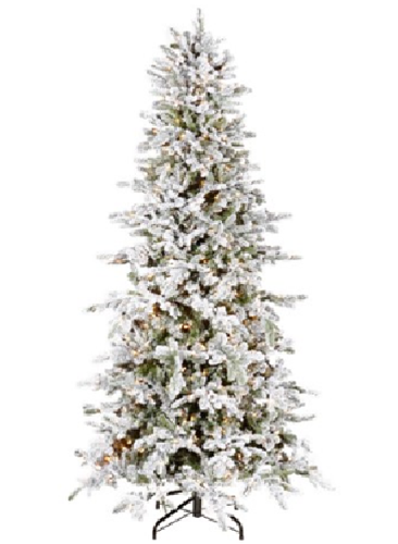 Available to Order <br> RAZ Greenery <br> 7.5' Forever Lit Slim Flocked Tree