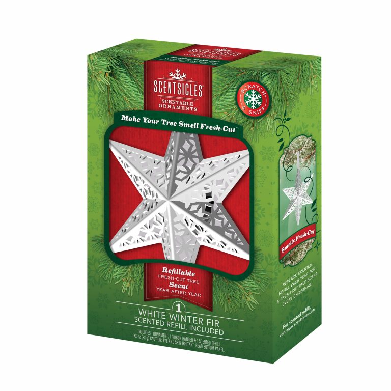 SCENTSICLES - White Winter Fir Scented Decorative Ornament - Silver Star