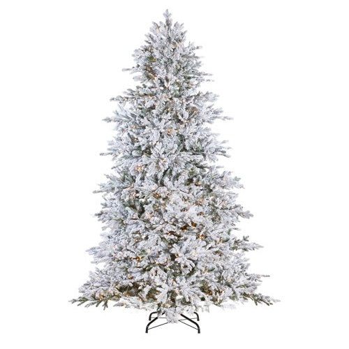 Available to Order <br> RAZ Greenery <br> 7.5' Snake Light Flocked Silverado Fir Tree