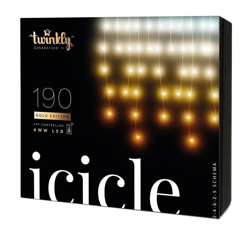 SALE - 30% OFF <br> Twinkly <br> Icicle Gold Edition <br> 190 LED AWW Lights