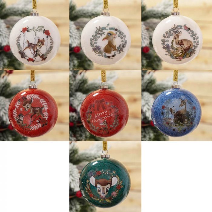 Bambi Christmas <br> Glitter Baubles (Set of 7)