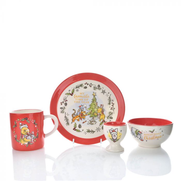 Winnie the Pooh Christmas <br> Ceramic 4PC Dinner Set